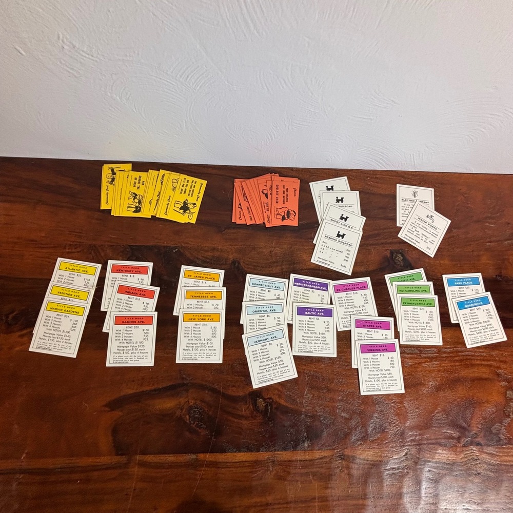 Vintage Monopoly‎ Replacement Cards Property Deeds Chance Community Chest Set